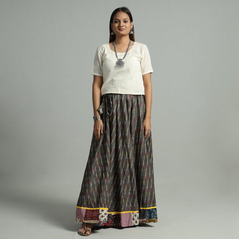 Grey - 24 kali cotton pochampally ikat skirt 03