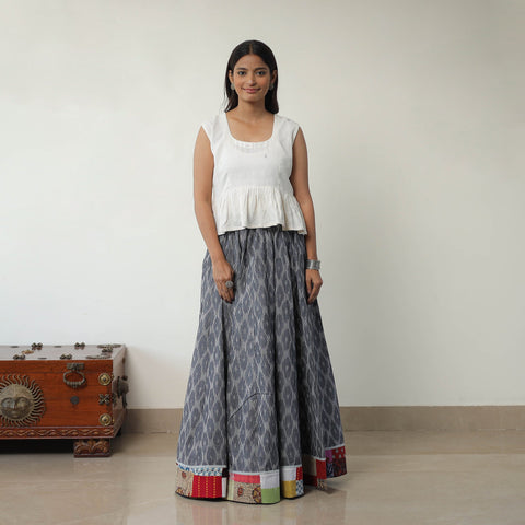 Grey - 24 kali cotton pochampally ikat skirt 03