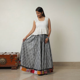 Grey - 24 kali cotton pochampally ikat skirt 12