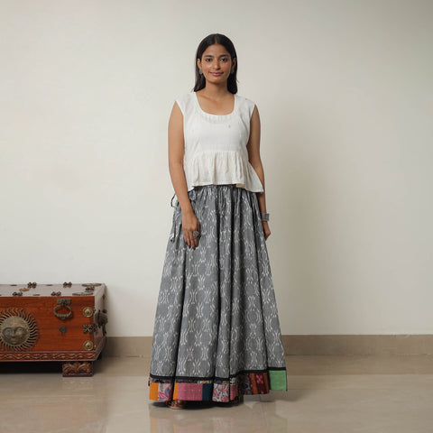 Grey - 24 kali cotton pochampally ikat skirt 12