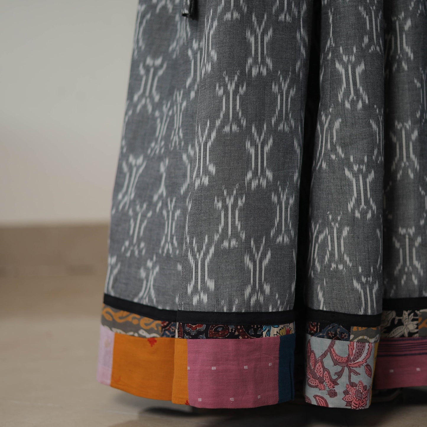 Grey - 24 kali cotton pochampally ikat skirt 12