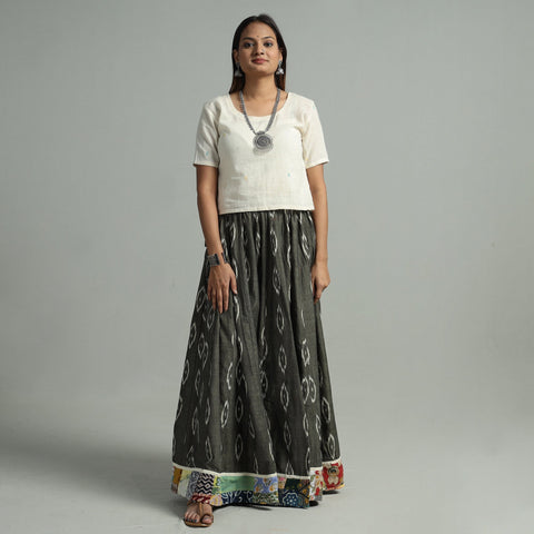 Grey - 24 kali cotton pochampally ikat skirt 14