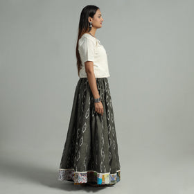 Grey - 24 kali cotton pochampally ikat skirt 14