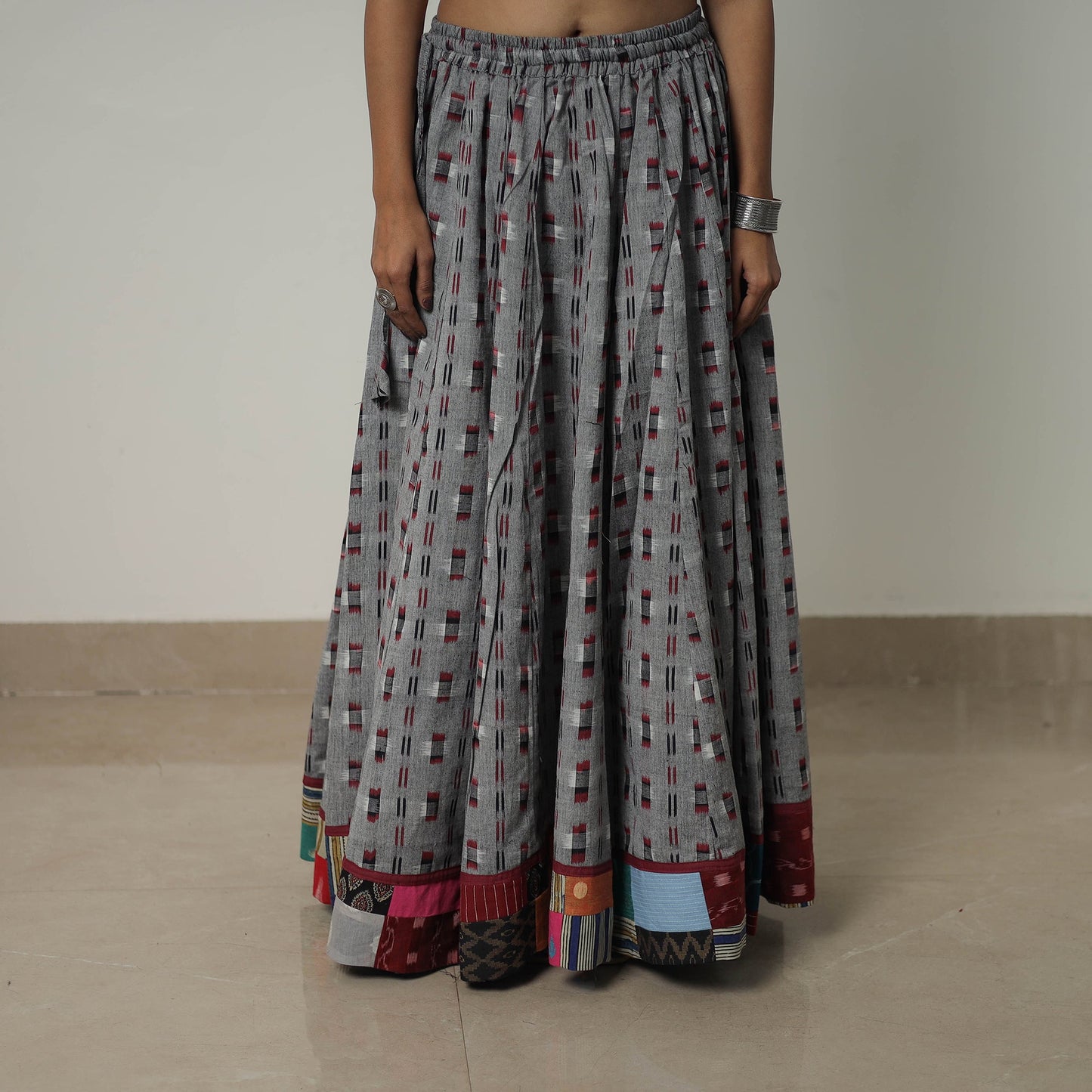 Grey - 24 kali cotton pochampally ikat skirt 29