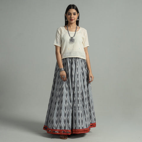 Grey - 24 kali cotton pochampally ikat skirt 42