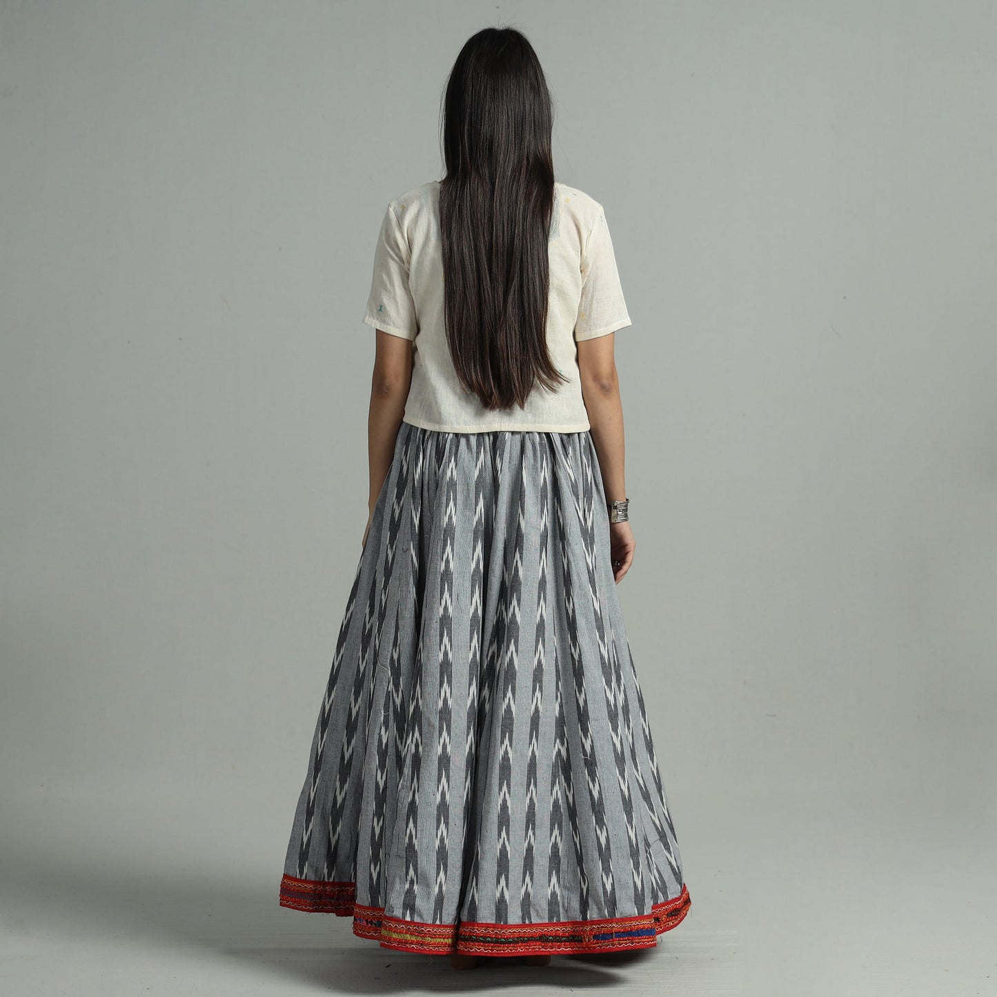 Grey - 24 kali cotton pochampally ikat skirt 42