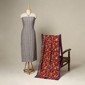 Grey - 2pc cotton unstitched jacquard dress material