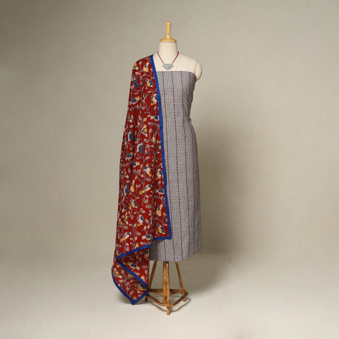 Grey - 2pc cotton unstitched jacquard dress material