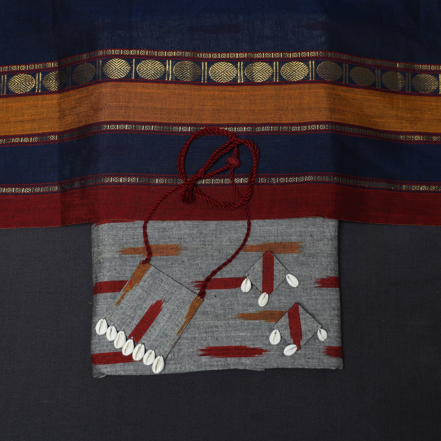 Grey - 2pc cotton unstitched pochampally ikat dress