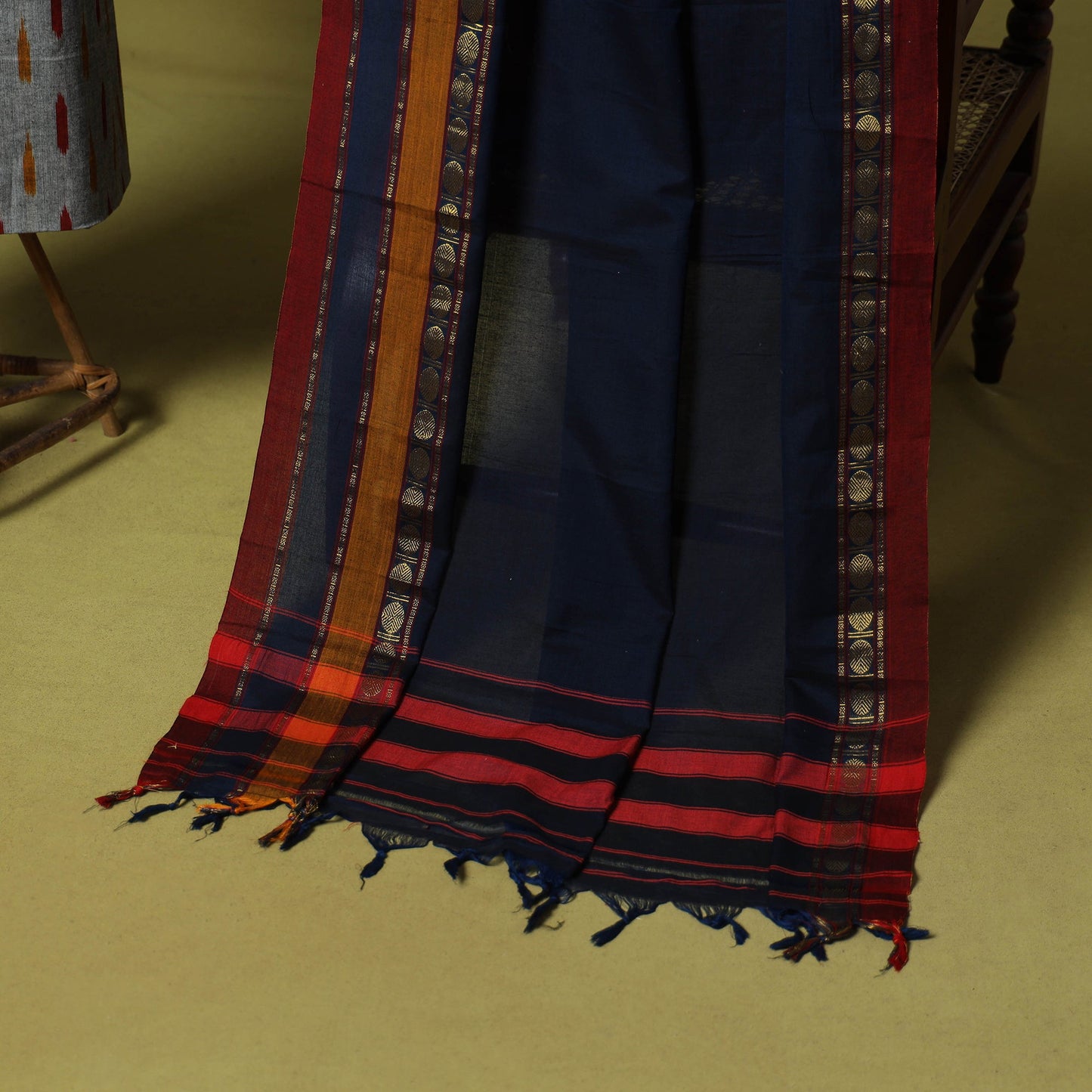 Grey - 2pc cotton unstitched pochampally ikat dress