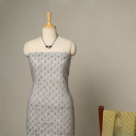 Grey - 2pc cotton unstitched sanganeri dress material