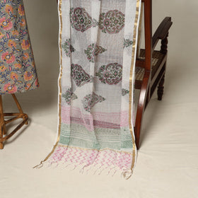 Grey - 2pc cotton unstitched sanganeri dress material