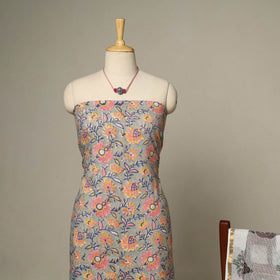 Grey - 2pc cotton unstitched sanganeri dress material