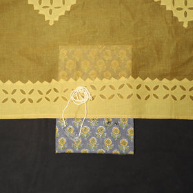 Grey - 2pc cotton unstitched sanganeri dress material