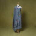 Grey - 2pc handloom cotton unstitched phulia jamdani dress