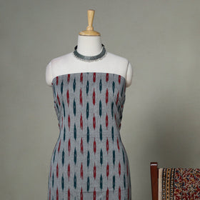 Grey - 2pc handloom cotton unstitched pochampally ikat