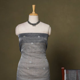 Grey - 2pc handloom mulberry silk unstitched phulia jamdani