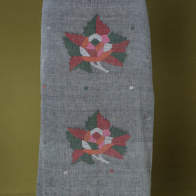 Grey - 2pc handloom silk cotton unstitched phulia jamdani