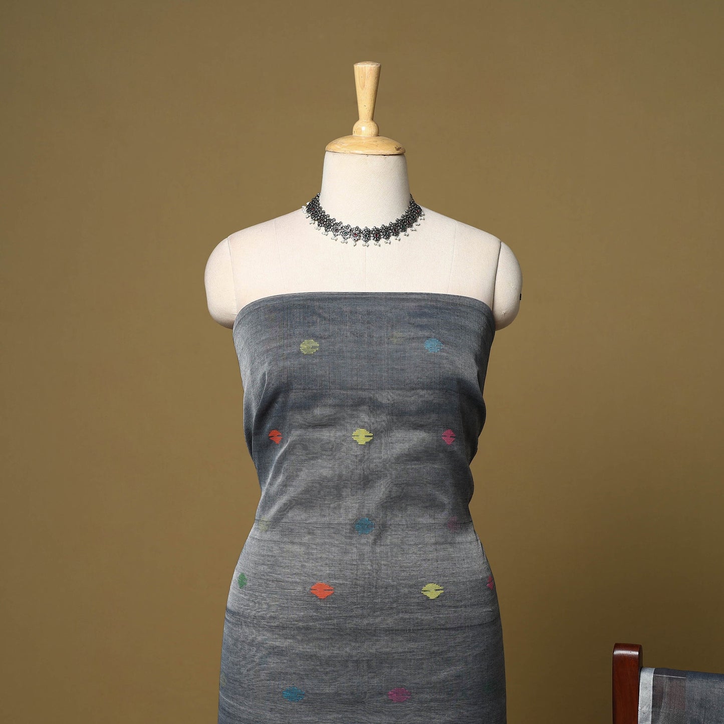 2pc handloom silk cotton unstitched phulia jamdani dress