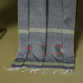 Grey - 2pc handloom silk cotton unstitched phulia jamdani