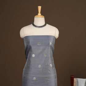 Grey - 2pc handloom zari buta unstitched chanderi silk