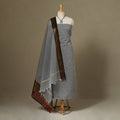 Grey 2pc Kandangi Chettinad Dress Material with Jewellery Set
