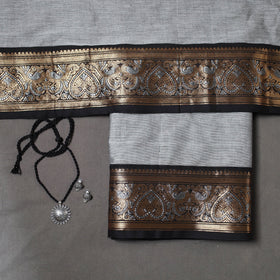 Grey 2pc Kandangi Chettinad Dress Material with Jewellery Set