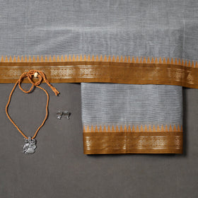 Grey 2pc Kandangi Chettinad Dress Material with Jewellery Set