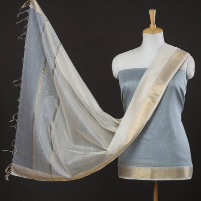 Buy 2pc Maheshwari Silk Cotton Zari Work Handloom Suit Material Set Online l iTokri.com