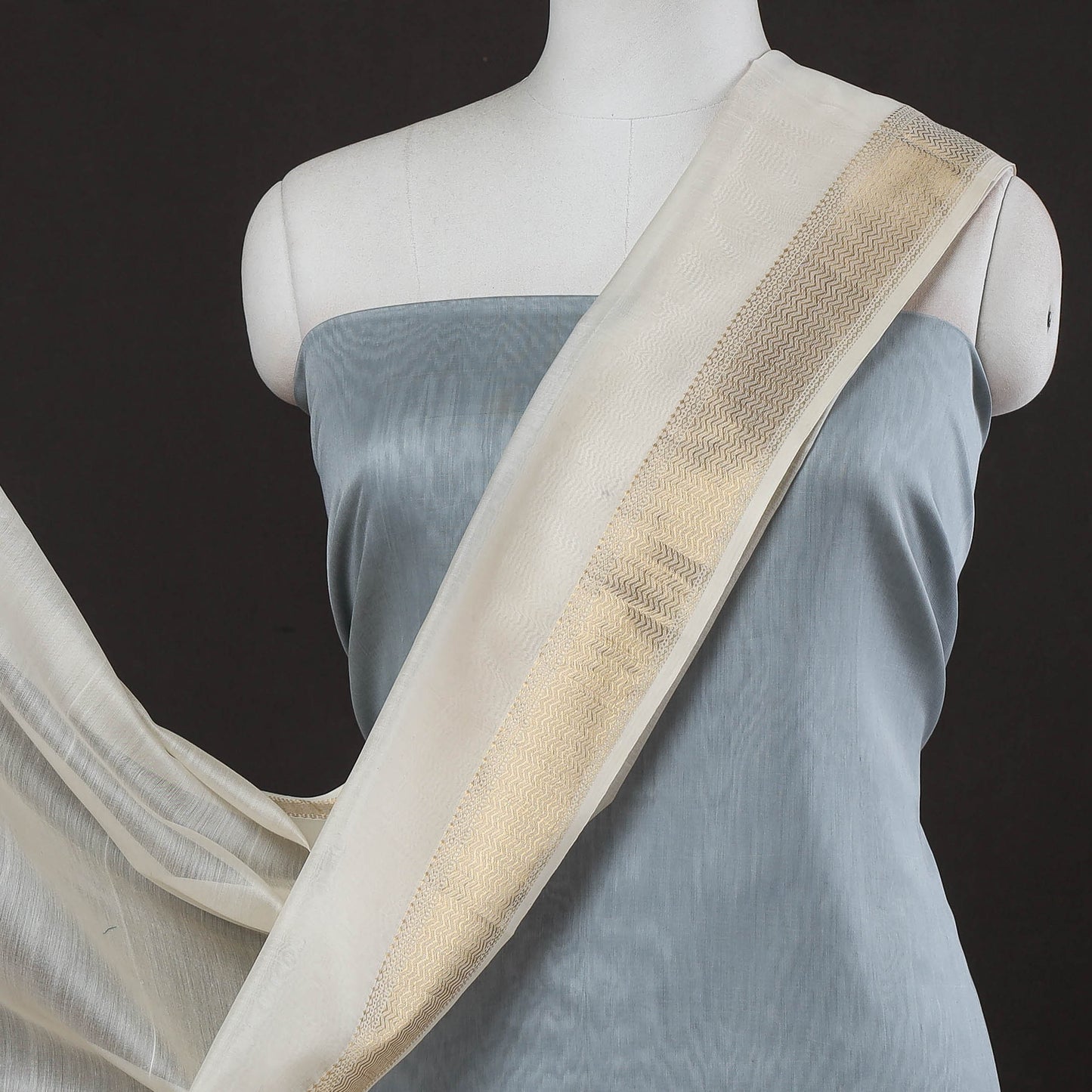 Buy 2pc Maheshwari Silk Cotton Zari Work Handloom Suit Material Set Online l iTokri.com