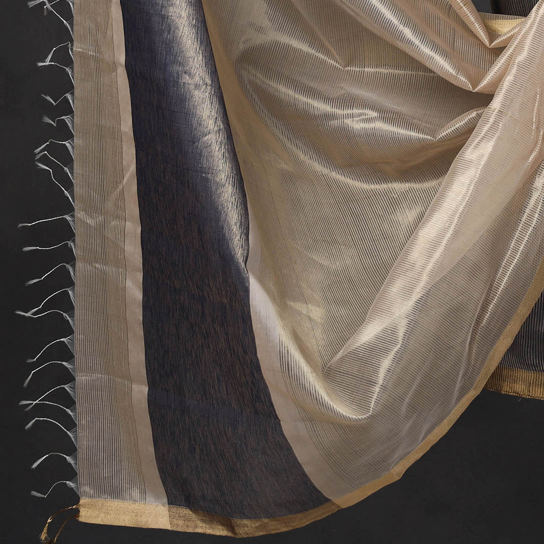  2pc Maheshwari Silk Handloom Tissue Zari Stripes Suit Material Set 