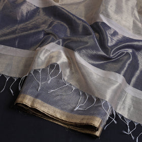  2pc Maheshwari Silk Handloom Tissue Zari Stripes Suit Material Set 