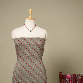Grey 2pc Unstitched Bandhani Dress Material with Jewellery Set