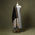 Grey - 2pc unstitched handloom sico pochampally ikat dress