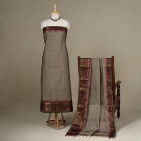 Grey - 2pc unstitched kandangi chettinad cotton dress