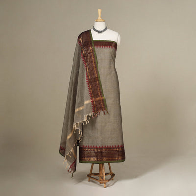 Grey - 2pc unstitched kandangi chettinad cotton dress