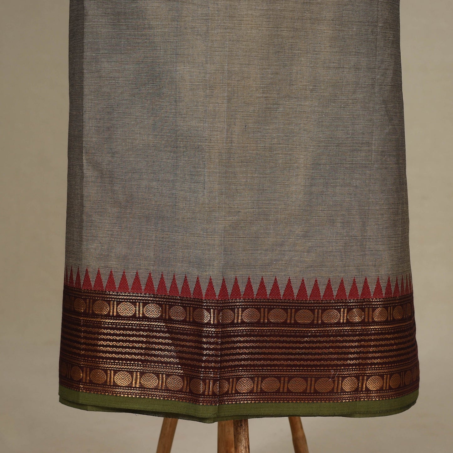 Grey - 2pc unstitched kandangi chettinad cotton dress