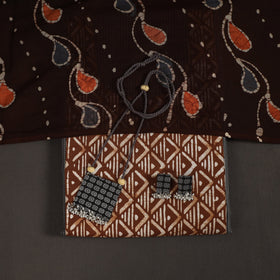 Grey 2pc Unstitched Plain Dress Material with Jewellery Set