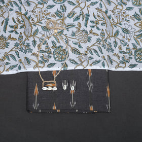 Grey - 2pc unstitched pochampally ikat dress material