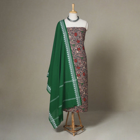 Grey - 2pc unstitched printed cotton kalamkari dress