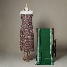 Grey - 2pc unstitched printed cotton kalamkari dress