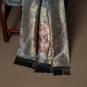 Grey - 3pc bangalore silk paithani dress material 02