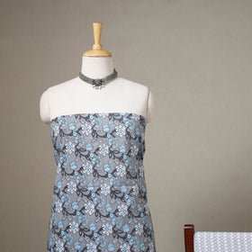 Grey 3pc Block Print Cotton Sanganeri Dress Material