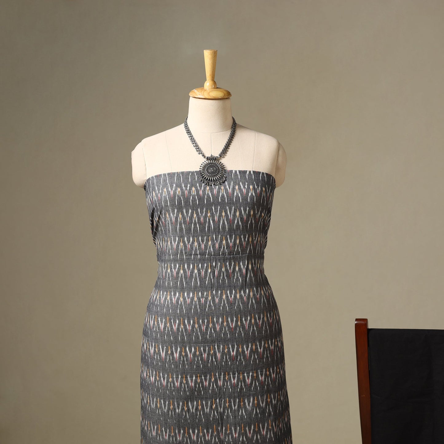Grey 3pc Cotton Pochampally Ikat Dress Material