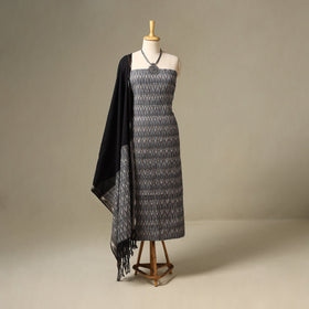 Grey 3pc Cotton Pochampally Ikat Dress Material