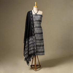 Grey 3pc Cotton Pochampally Ikat Dress Material