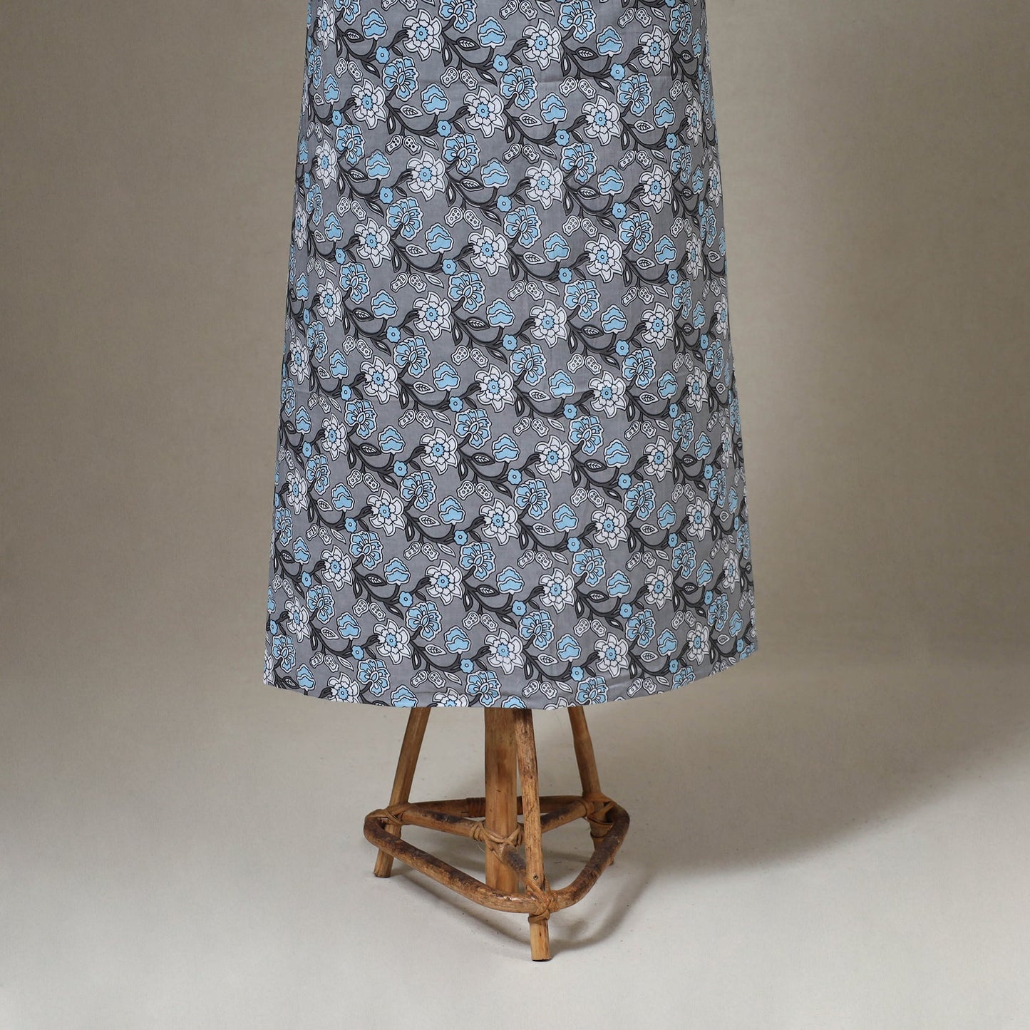 Grey 3pc Block Print Cotton Sanganeri Dress Material