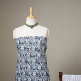 Grey 3pc Block Print Cotton Sanganeri Dress Material