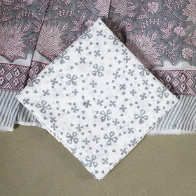 Grey 3pc Block Print Cotton Sanganeri Dress Material