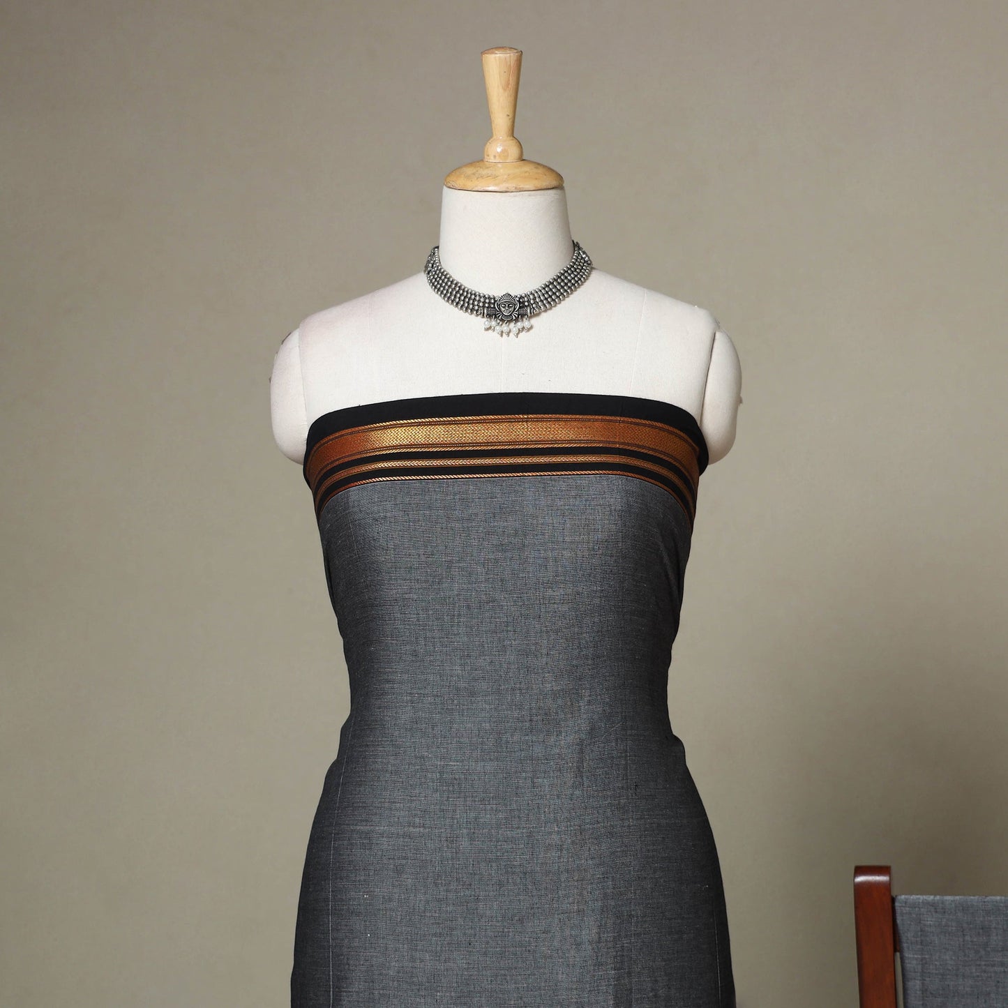 Grey - 3pc cotton unstitched dharwad dress material 01